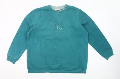 Northern Reflections Womens Teal Butterfly Sweatshirt XXL Cotton Blend