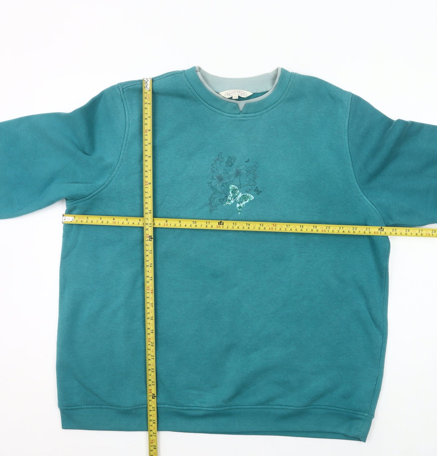 Northern Reflections Womens Teal Butterfly Sweatshirt XXL Cotton Blend