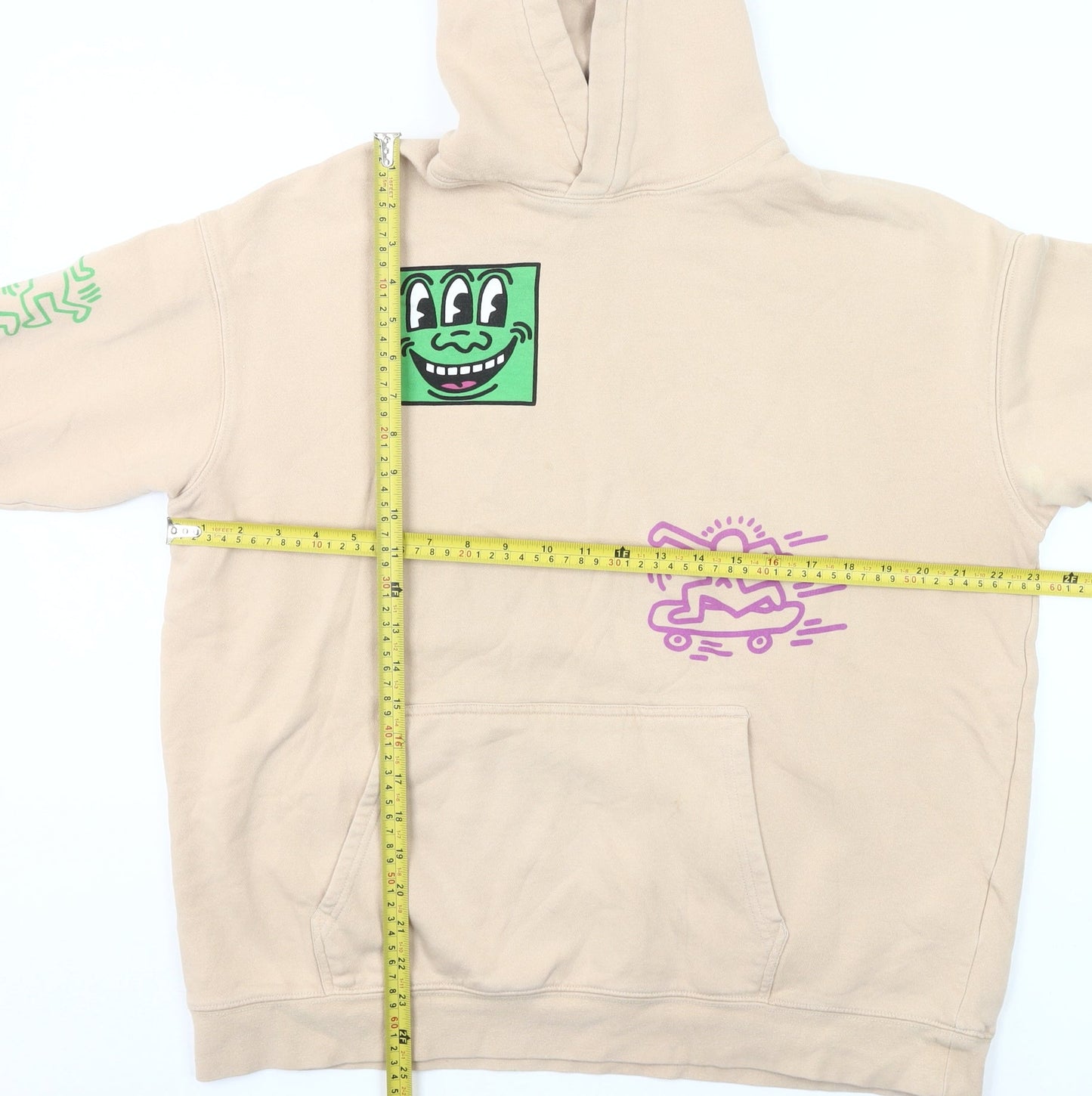 H&M Girls Beige Graphic Print Pullover Hoodie 14 Years Regular Fit