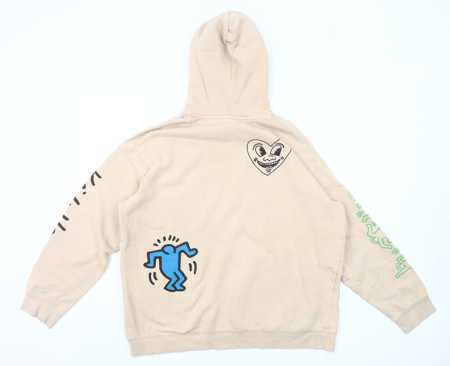 H&M Girls Beige Graphic Print Pullover Hoodie 14 Years Regular Fit