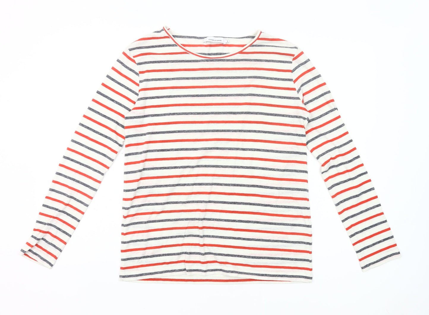Samsøe Samsøe Womens Multicoloured Stripe Long Sleeve Cotton T-Shirt Size S