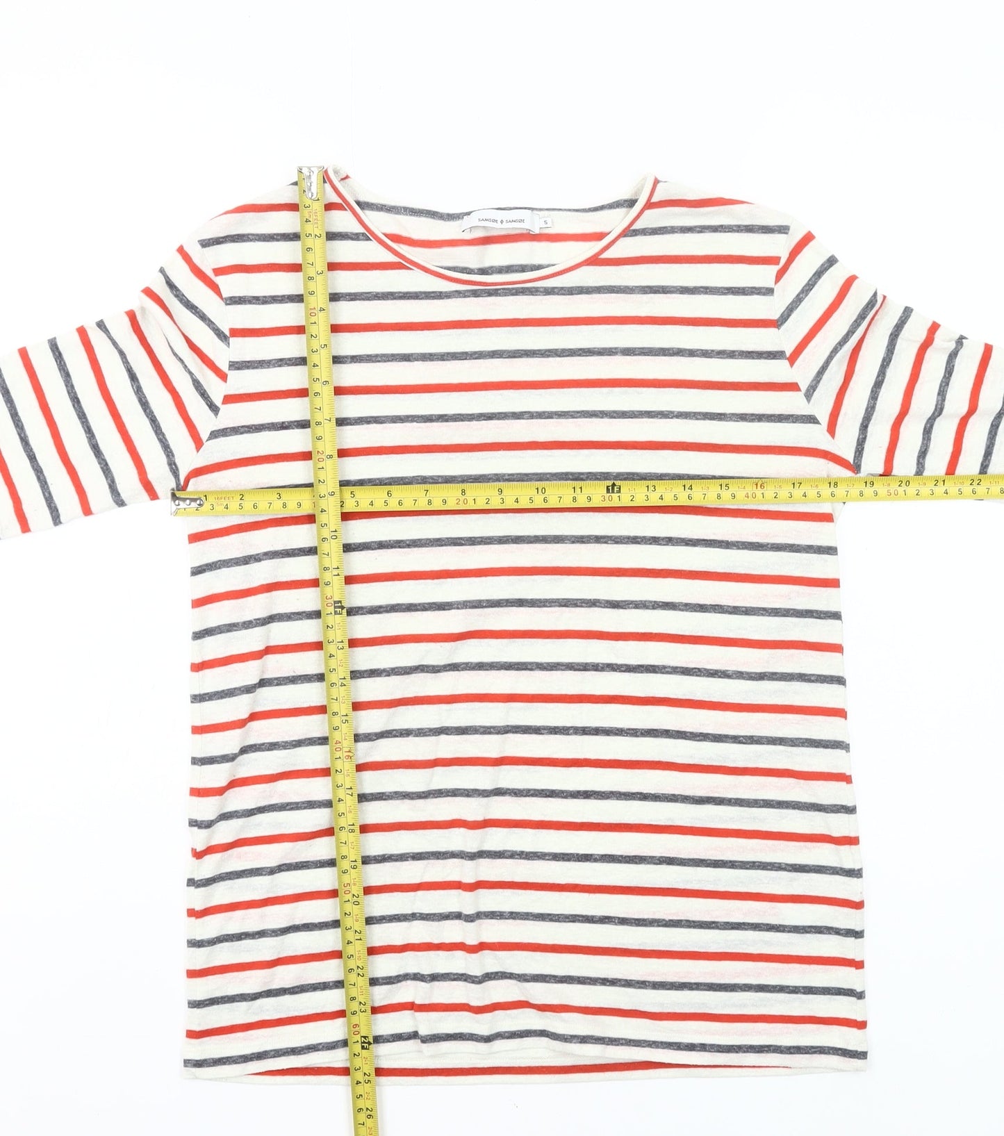 Samsøe Samsøe Womens Multicoloured Stripe Long Sleeve Cotton T-Shirt Size S