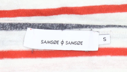 Samsøe Samsøe Womens Multicoloured Stripe Long Sleeve Cotton T-Shirt Size S