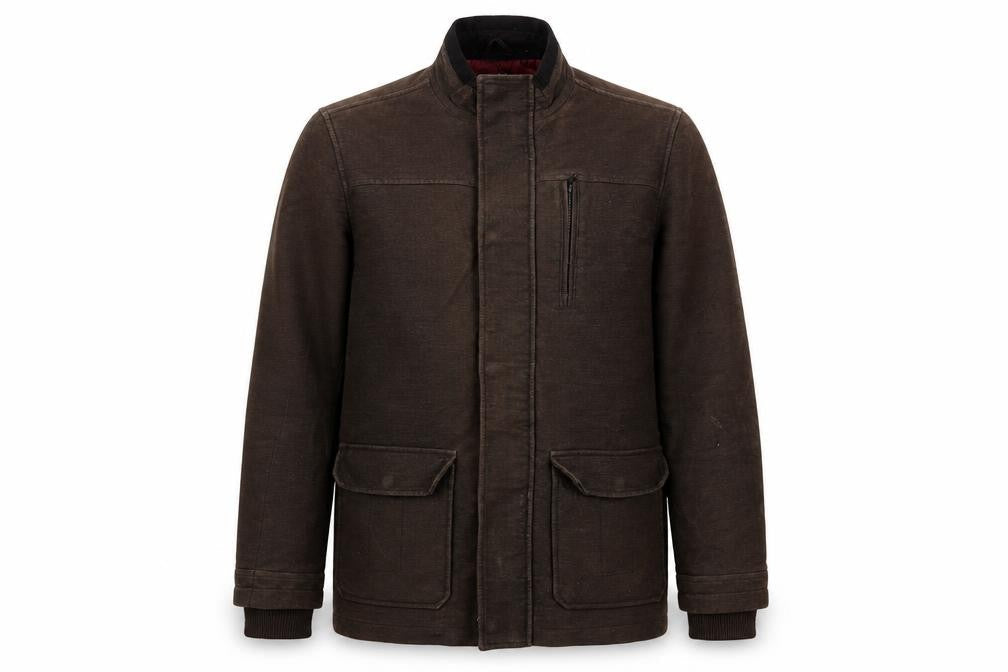 Front view of Thomas Nash men’s brown jacket s cotton blend casual workwear
