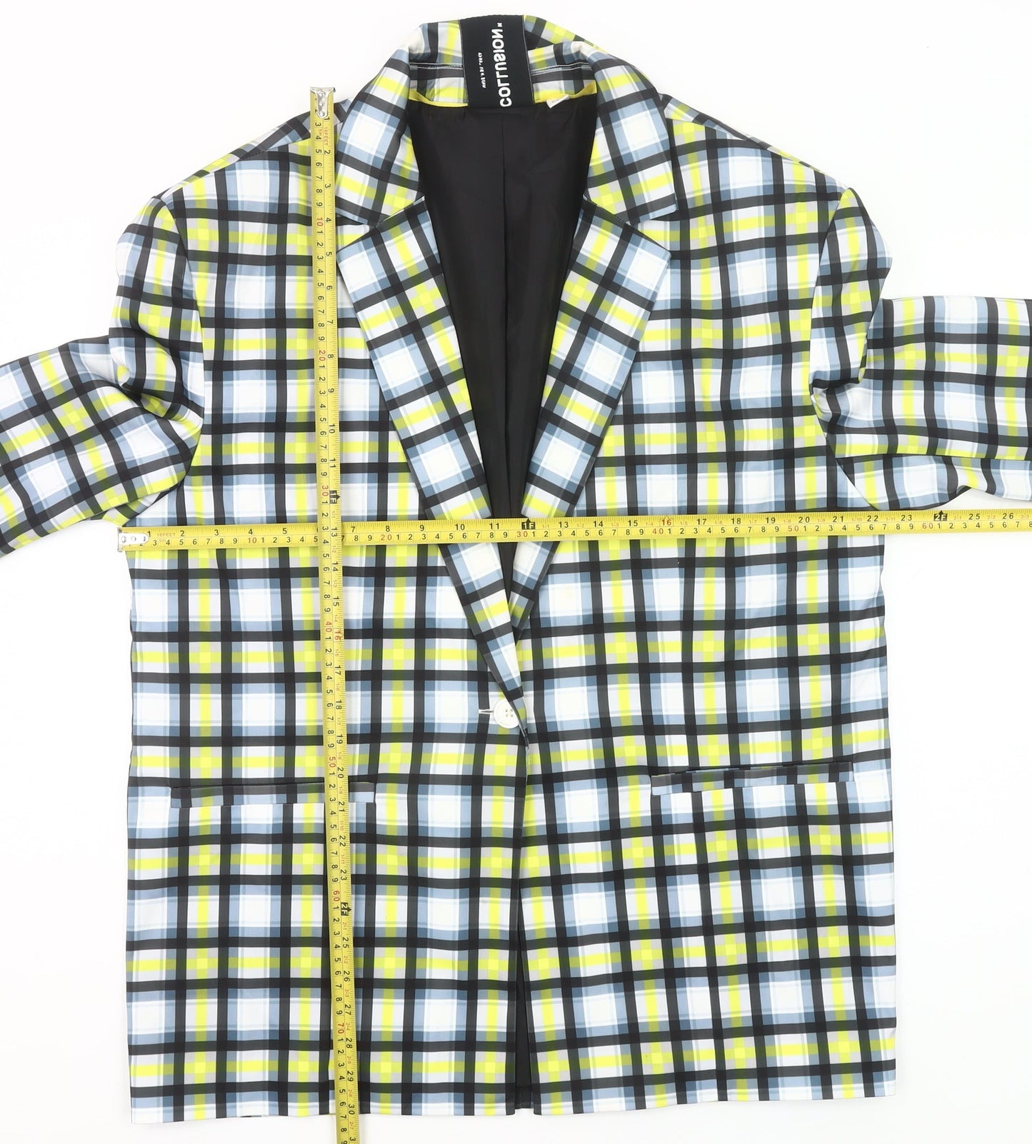Collusion Womens Multicoloured Check Blazer UK 10 Regular Fit