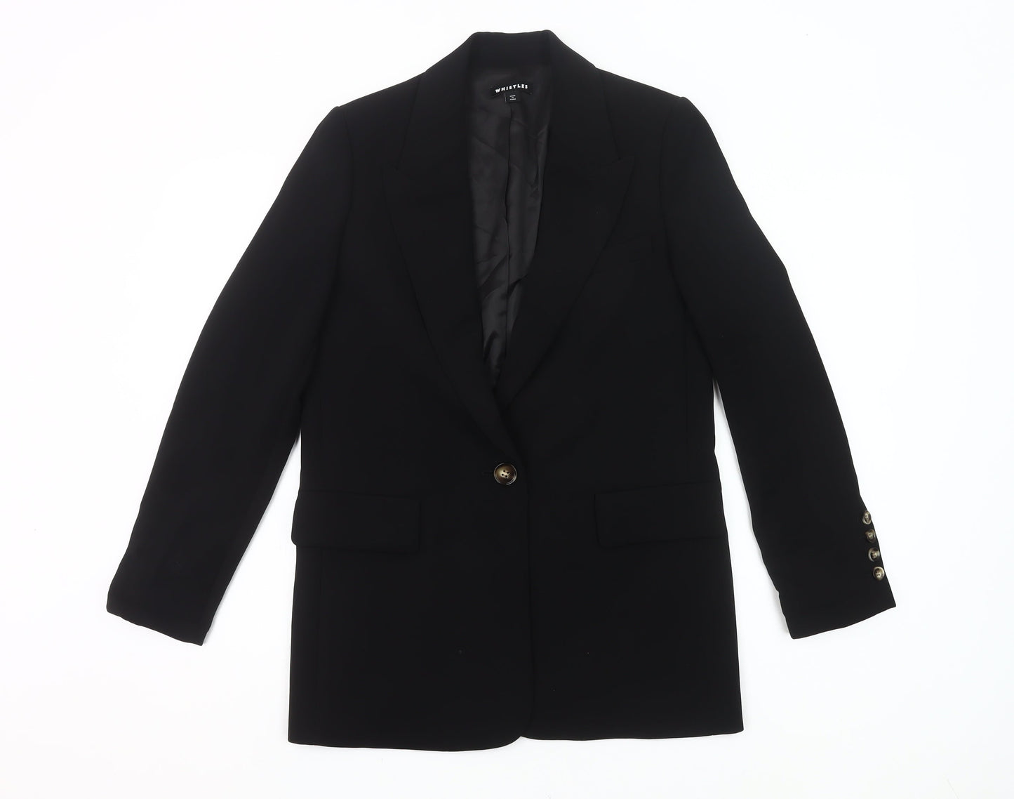Whistles Womens Black UK 6 Blazer Jacket Workwear Single Breasted
