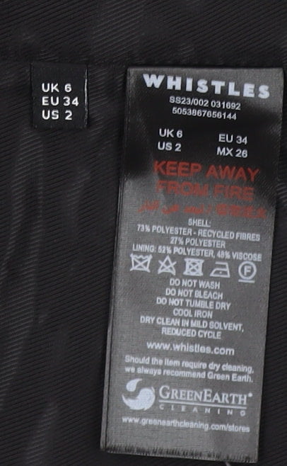 Whistles Womens Black UK 6 Blazer Jacket Workwear Single Breasted