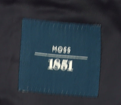 Moss 1851 Men's Blue Slim Fit Wool Suit Jacket 46 Short