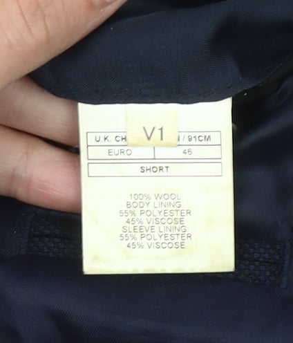 Moss 1851 Men's Blue Slim Fit Wool Suit Jacket 46 Short