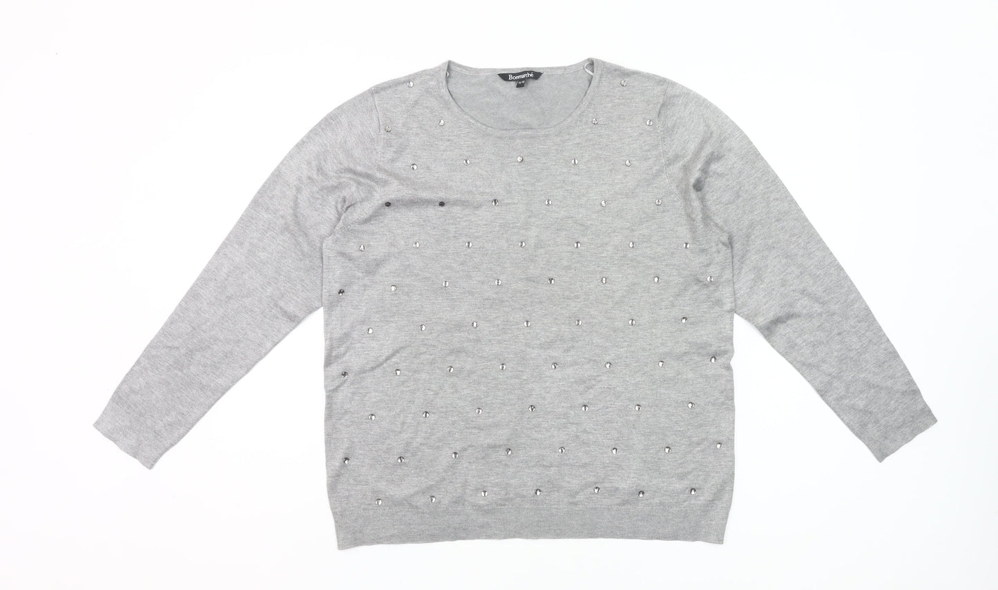 Bonmarché Women’s Grey Beaded Pullover Jumper Size 16-18