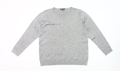 Bonmarché Women’s Grey Beaded Pullover Jumper Size 16-18