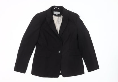 Marks and Spencer Women Black Pinstripe Blazer UK 14 Regular Fit