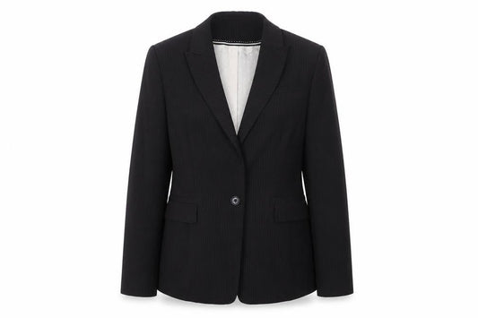 Marks and Spencer Women Black Pinstripe Blazer UK 14 Regular Fit