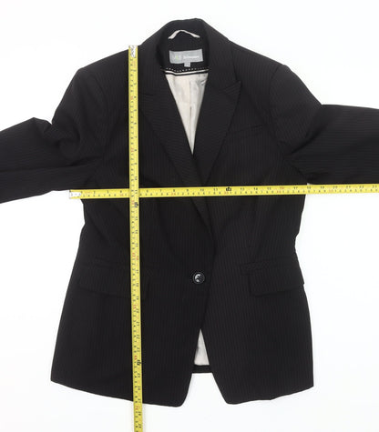 Marks and Spencer Women Black Pinstripe Blazer UK 14 Regular Fit