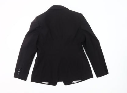 Marks and Spencer Women Black Pinstripe Blazer UK 14 Regular Fit