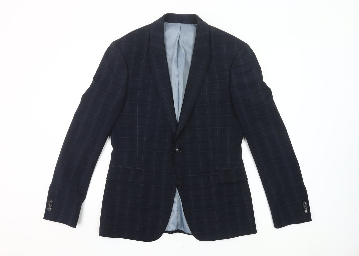 Topman Men’s Blue Check Slim Fit 38R Single-Breasted Blazer