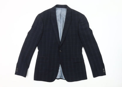 Topman Men’s Blue Check Slim Fit 38R Single-Breasted Blazer