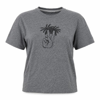 Between The Flags Womens Grey Cotton T-Shirt Small Summer Casual