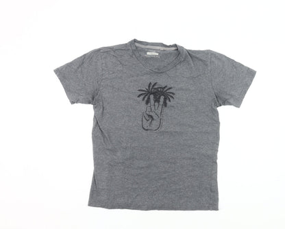 Between The Flags Womens Grey Cotton T-Shirt Small Summer Casual