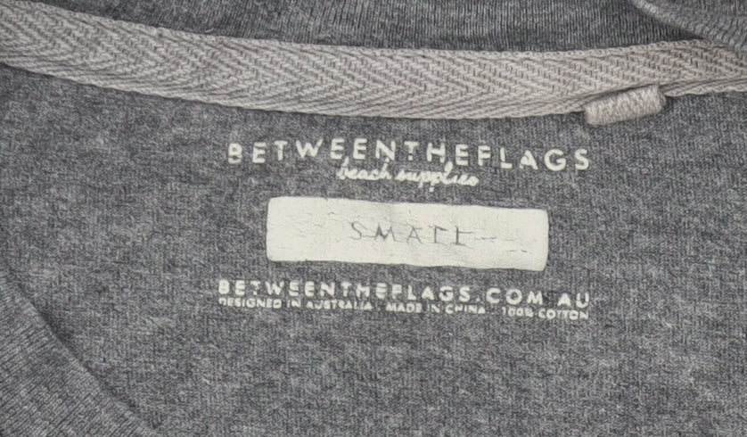 Between The Flags Womens Grey Cotton T-Shirt Small Summer Casual