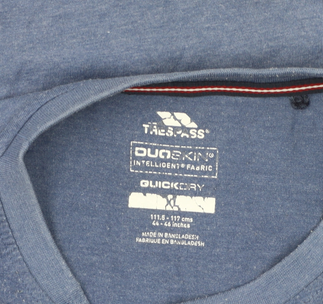 Trespass Men’s XL Blue Crew Neck Short Sleeve Quick Dry T-Shirt