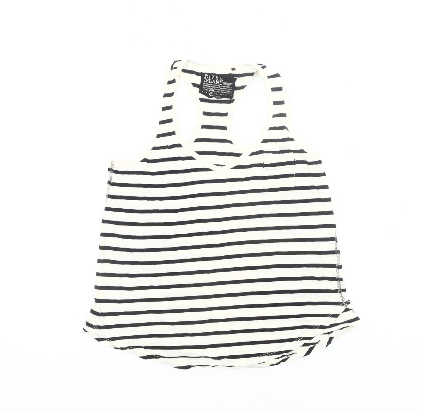 River Island Women’s Black White Striped Tank Top Size 10 Racerback