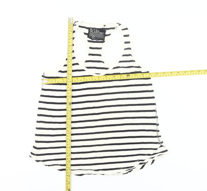 River Island Women’s Black White Striped Tank Top Size 10 Racerback