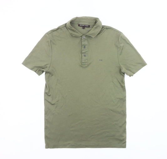 Michael Kors Men's Green Cotton Polo Shirt S Regular Fit