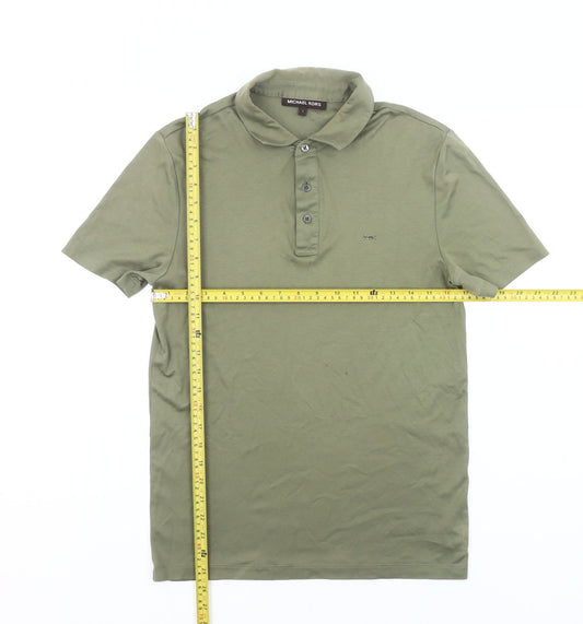 Michael Kors Men's Green Cotton Polo Shirt S Regular Fit