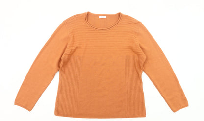 Damart Women’s Orange Wool Blend Jumper Size L Round Neck Pullover