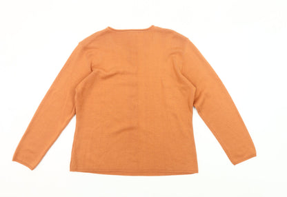Damart Women’s Orange Wool Blend Jumper Size L Round Neck Pullover