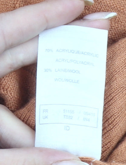 Damart Women’s Orange Wool Blend Jumper Size L Round Neck Pullover
