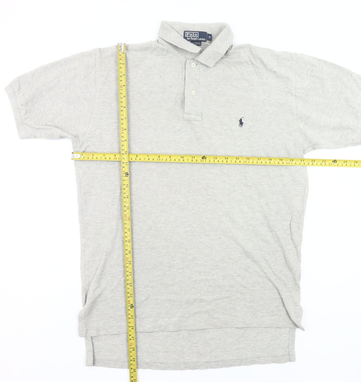 Ralph Lauren Men’s Grey Cotton Polo Shirt Size M Short Sleeve Classic