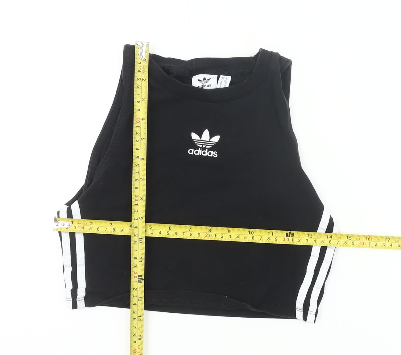 Adidas Women’s Black Size 10 Cropped Tank Top Activewear