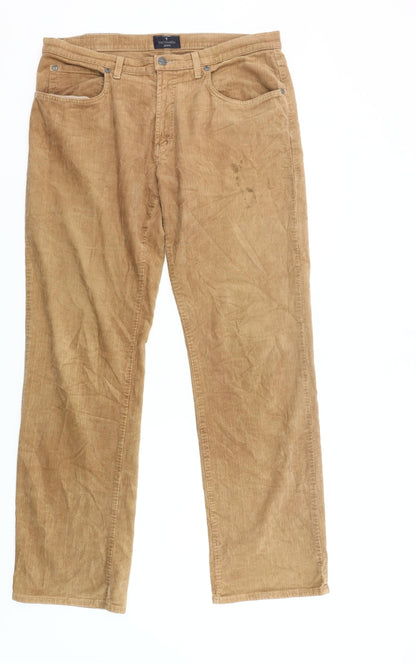 Trussardi Men's Beige Corduroy Chino Trousers Size 36 Straight