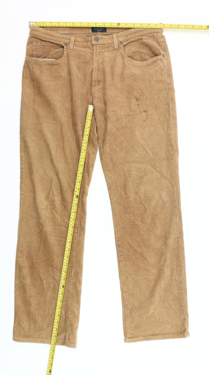 Trussardi Men's Beige Corduroy Chino Trousers Size 36 Straight