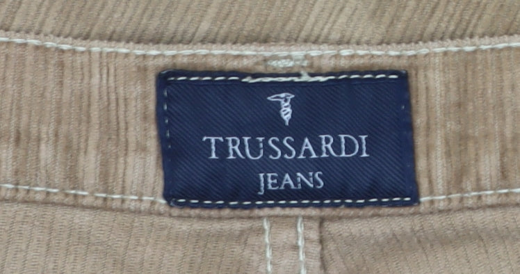 Trussardi Men's Beige Corduroy Chino Trousers Size 36 Straight