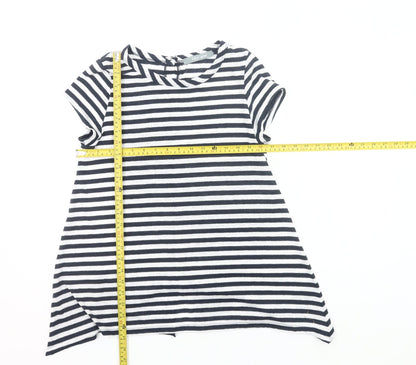 Coin 1804 Womens Striped Short Sleeve Button Back T-Shirt Size S