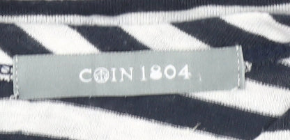 Coin 1804 Womens Striped Short Sleeve Button Back T-Shirt Size S