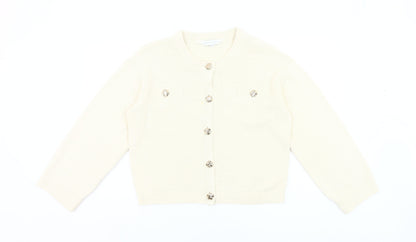 Amara Reya Women Ivory Cardigan XL Knit Button Front Jumper