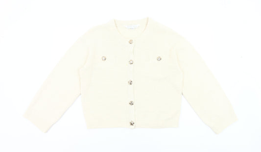 Amara Reya Women Ivory Cardigan XL Knit Button Front Jumper