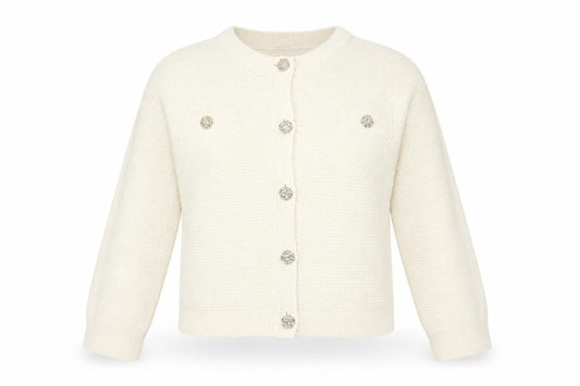 Amara Reya Women Ivory Cardigan XL Knit Button Front Jumper