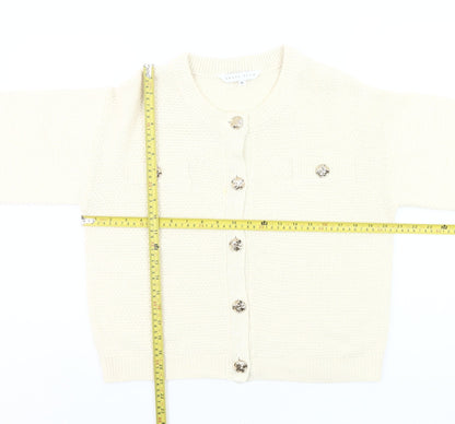 Amara Reya Women Ivory Cardigan XL Knit Button Front Jumper
