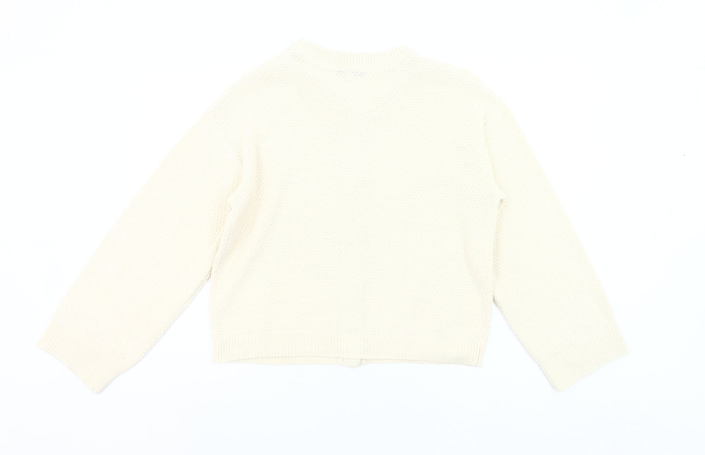 Amara Reya Women Ivory Cardigan XL Knit Button Front Jumper