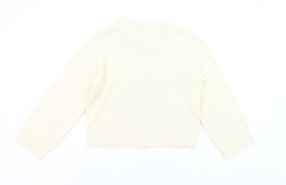 Amara Reya Women Ivory Cardigan XL Knit Button Front Jumper