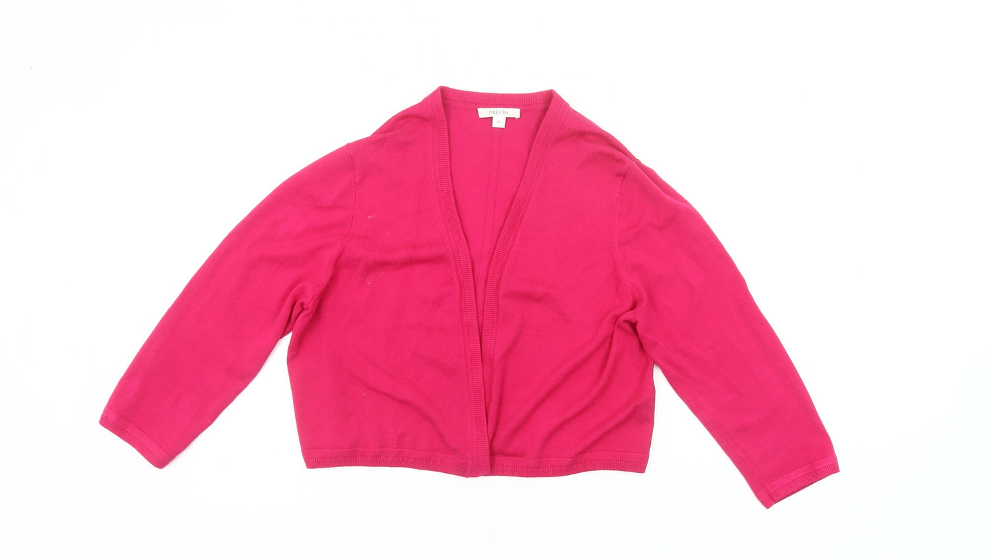 Precis Women Pink V-Neck Cardigan M Long Sleeve Knitwear