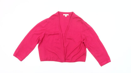 Precis Women Pink V-Neck Cardigan M Long Sleeve Knitwear