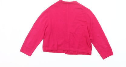 Precis Women Pink V-Neck Cardigan M Long Sleeve Knitwear