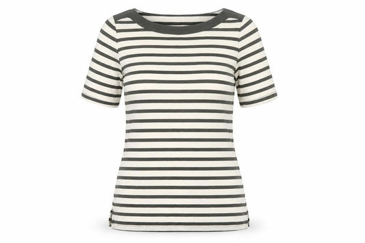 Talbots Women’s Petite S Black White Striped Cotton Stretch T-Shirt
