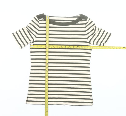 Talbots Women’s Petite S Black White Striped Cotton Stretch T-Shirt